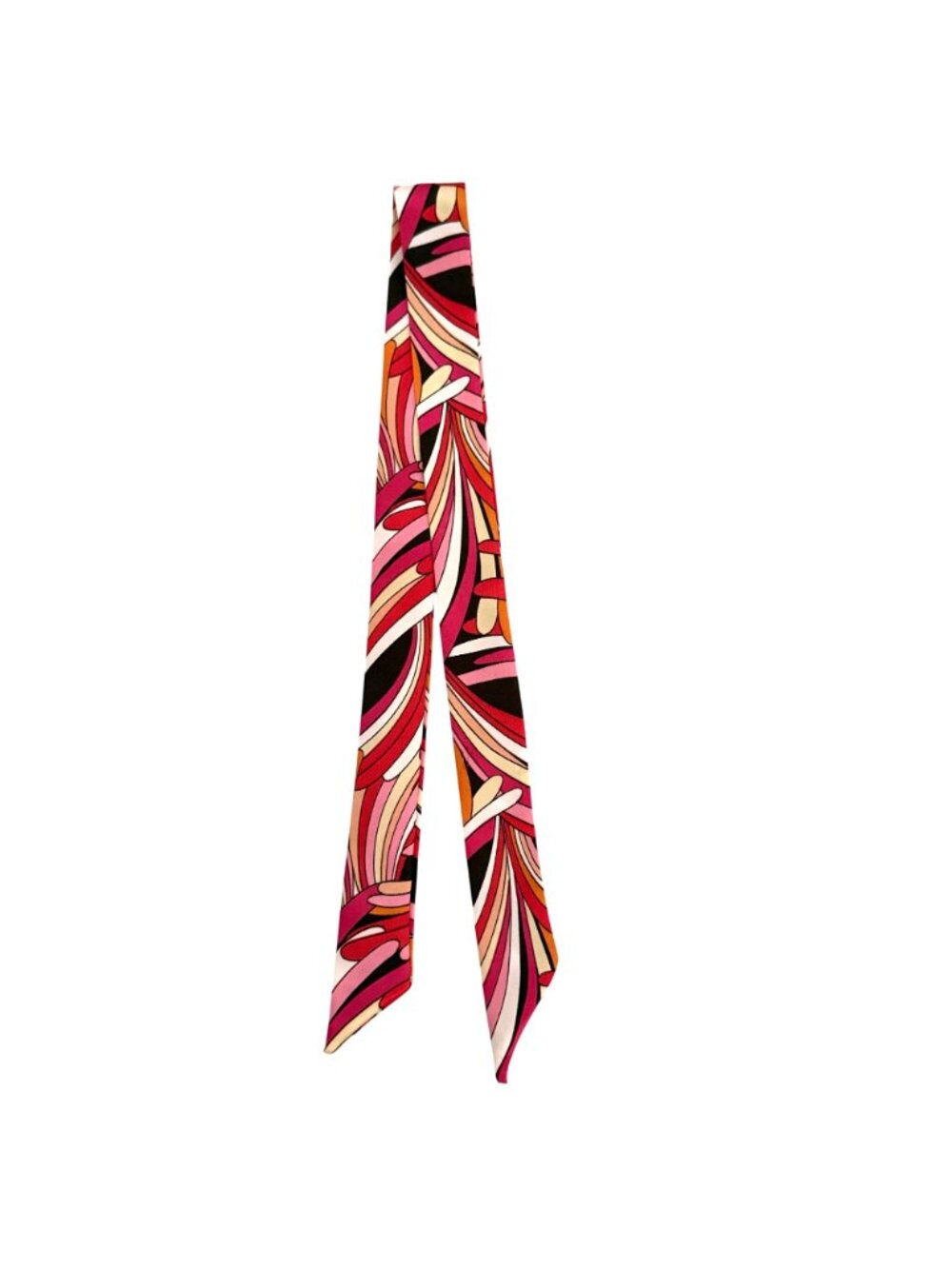 Slim Scarf Pink Black Abstract 34in Silk Satin Neck Hair Bag Ribbon - Picture 6 of 14